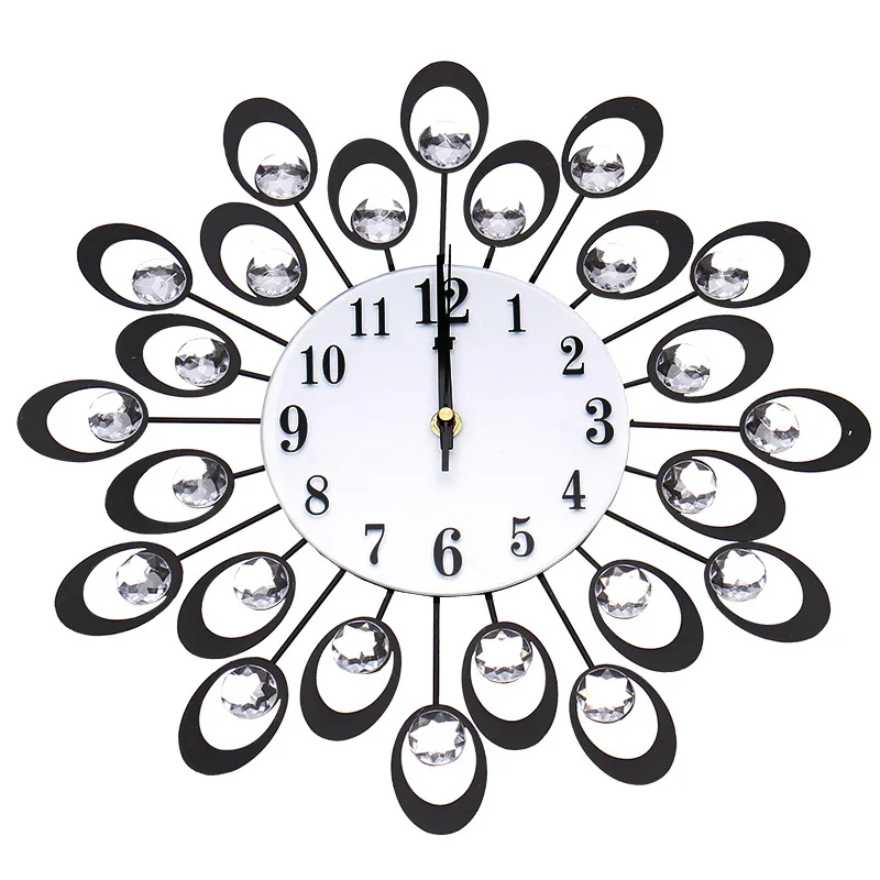 Горячая распродажа! Европейские высококачественные цветы из кованого железа креативные простые настенные часы Современные домашние часы модные немой декоративные кварцевые часы