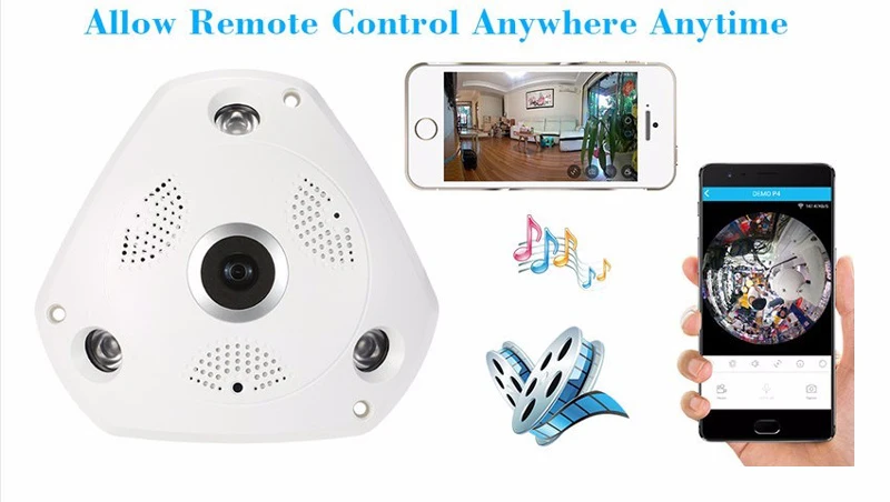360 градусная панорамная IP Камера типа «рыбий глаз» WI-FI CCTV камера 3D Очки виртуальной реальности VR видео P2P 960 P аудио для дома Ofiice безопасности