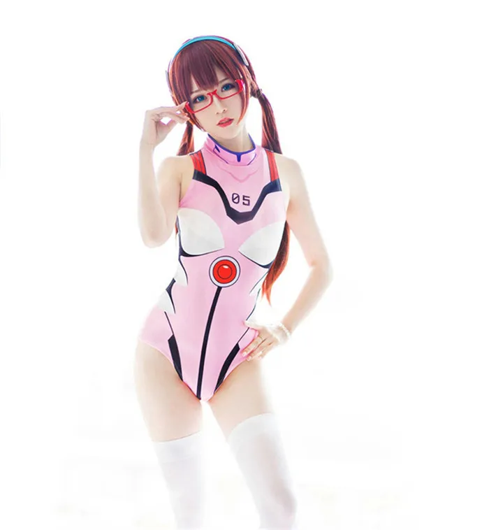 Cosplay&Ware [4]Sexy Anime Evangelion Eva Swimwear Backless Swimsuit One Piece Cosplay Costumes Sukumizu Asuka Ayanami Mari -Cosplay&Ware anime Shop