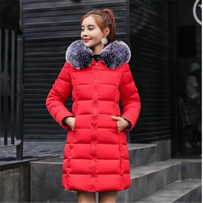 Deux Noir Veste rouge marine Parka army Épais D'hiver Bleu Femmes Rembourré Dames gris Longue Porter Parkas Manteau Coton 2712 2018 Côté Les Green a1qRa5f