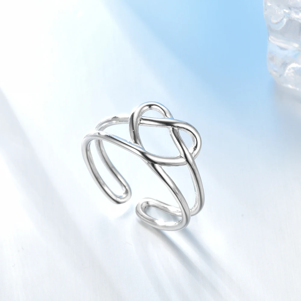 Beagloer новый 925 пробы Серебряное сердце любовь Регулируемые кольца Простой себе