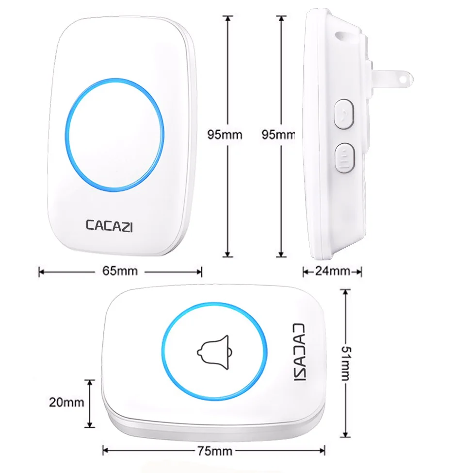 CACAZI AC 100-240 V беспроводной дверной звонок Водонепроницаемый 300 м Диапазон дверной звонок Низкая цена Высокое качество дома 38 колокольчиков