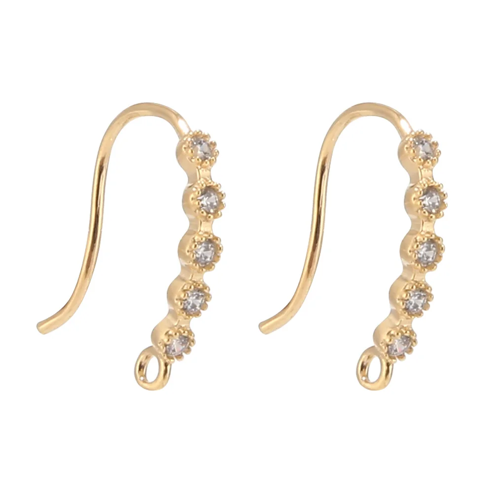 

Wholesale 10pcs Gold Plated Brass CZ Paved Stud Posts Earring Hooks for DIY Earring Making