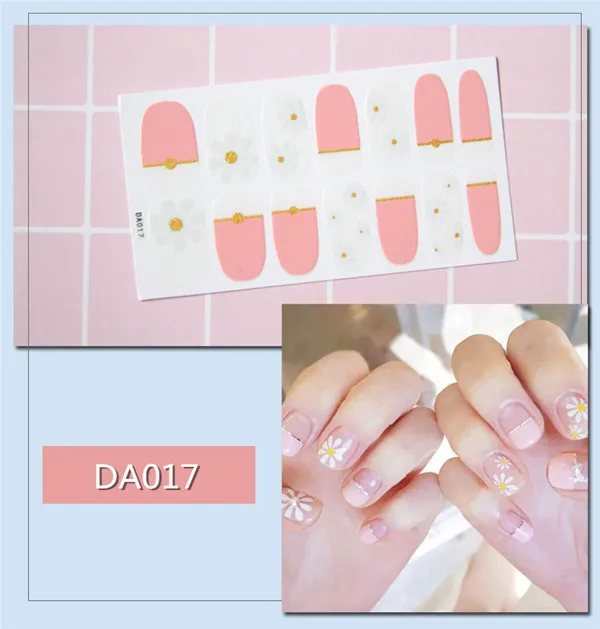 14 насадок/набор полное покрытие наклейки для ногтей s Обертывания DIY наклейки для нейл-арта простые наклейки s самоклеющиеся наклейки для ногтей розовый белый черный зеленый - Цвет: 17