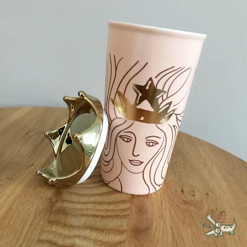 Классический, керамический кружка 350 мл, креативная чашка русалки с крышкой короны, кофейная чашка для молока воды, посуда для напитков, милый Рождественский подарок