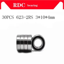 30 Pcs ABEC-5 623 2RS 623RS 623-2RS 623 Rs 3x10X4 Mm Miniatuur Dubbele Rubberen Afdichting Hoge Kwaliteit Groefkogellager lager