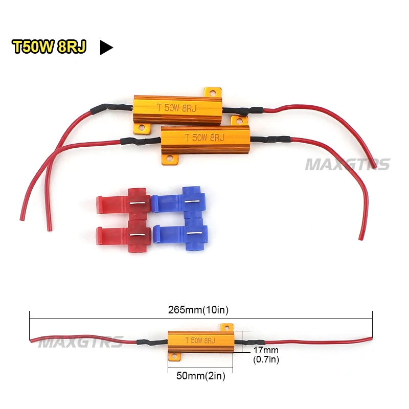 2x универсальное дополнение 50 Вт 6 8 Ом светодиодный нагрузочный резистор Автомобильный светодиодный светильник с лампочками без ошибок Canbus Cancel декодер сигнал поворота мигалка