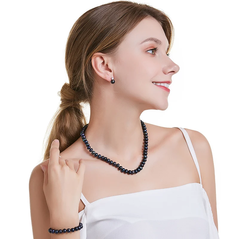 2019 Amazing New Real Black Pearl Jewelry Necklace For Women,Natural Freshwater Pearl Cute Love Shape Buckle,Fashion Jewelry - Image 4