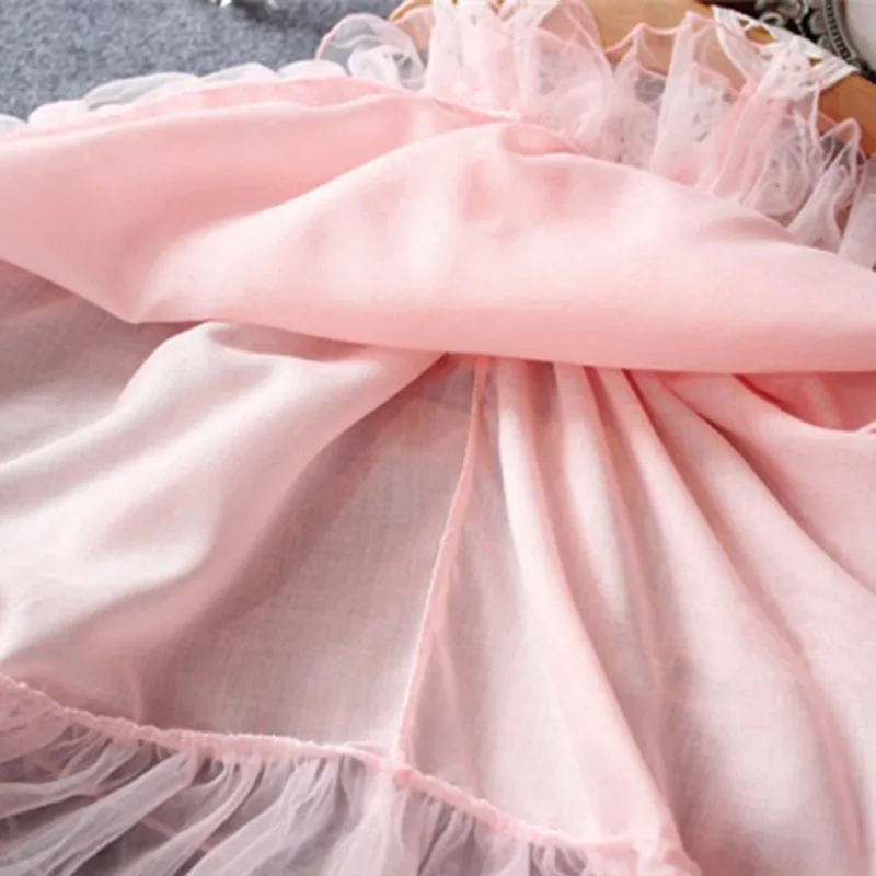 Летнее платье принцессы с цветочным узором для девочек, детские кружевные фатиновые платья-пачки для свадебной вечеринки, Новинка