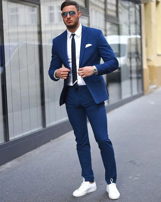Tailor Made azul boda Trajes para hombres slim fit casual elegante novio prom Tuxedo Negocio 2 unidades chaqueta hombres terno z|blue wedding suit|wedding suitnavy wedding suits -