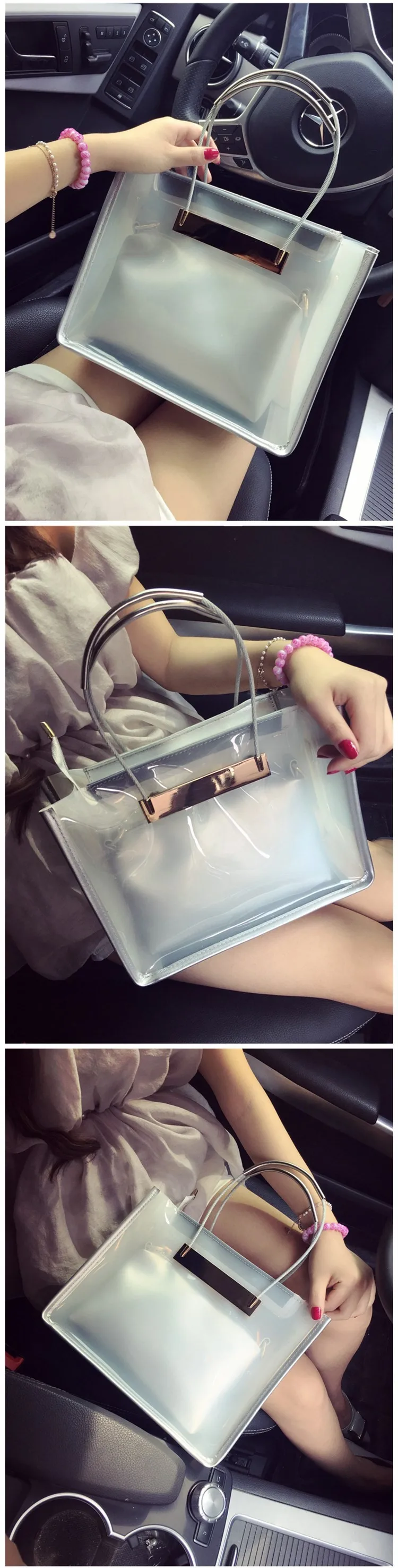 Женские сумки через плечо с цепочкой, прозрачная сумка в Корейском стиле, трендовые композитные сумки, роскошная брендовая сумка-мессенджер