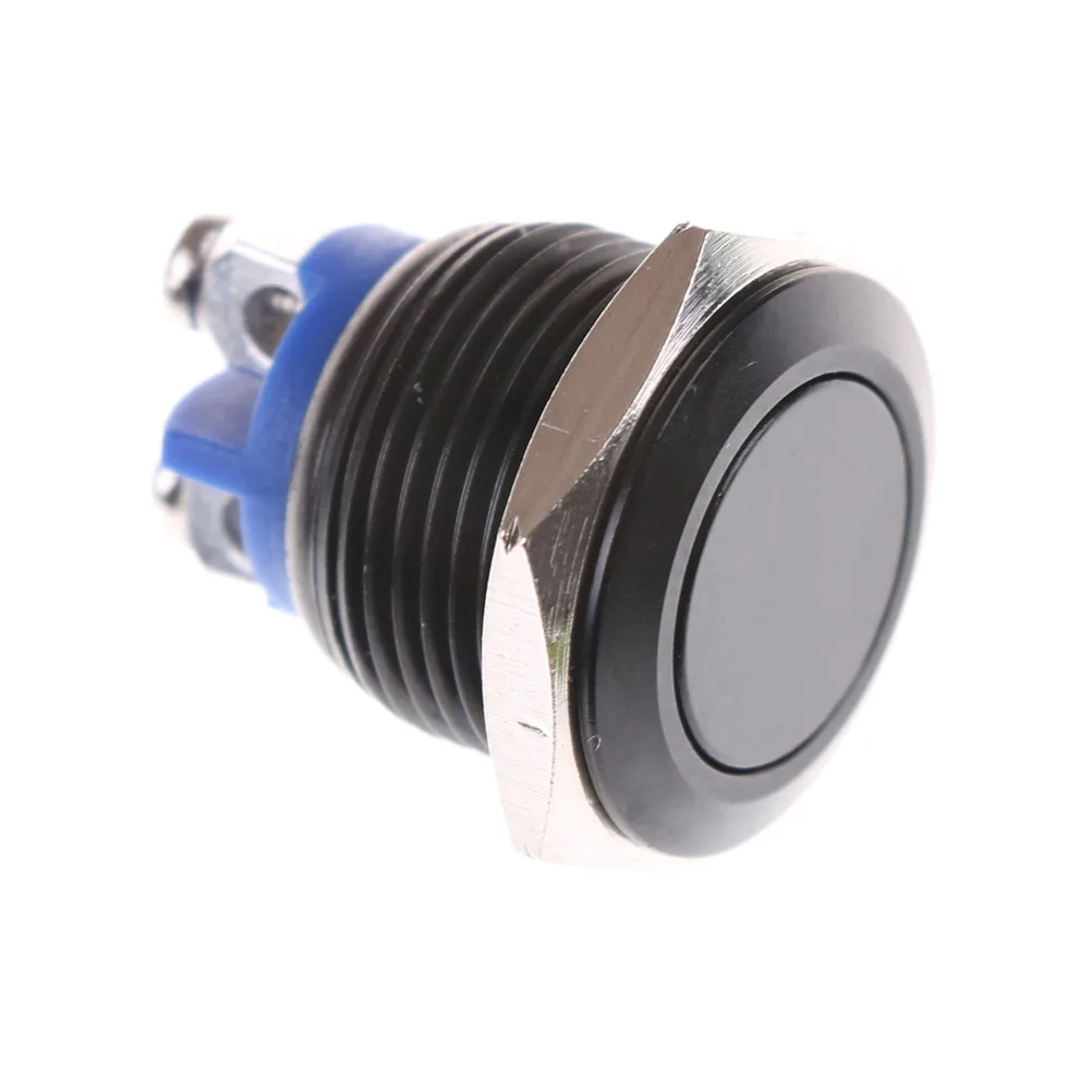 16mm Black Stainless Steel Waterproof Push Button Switches 1NO Self
