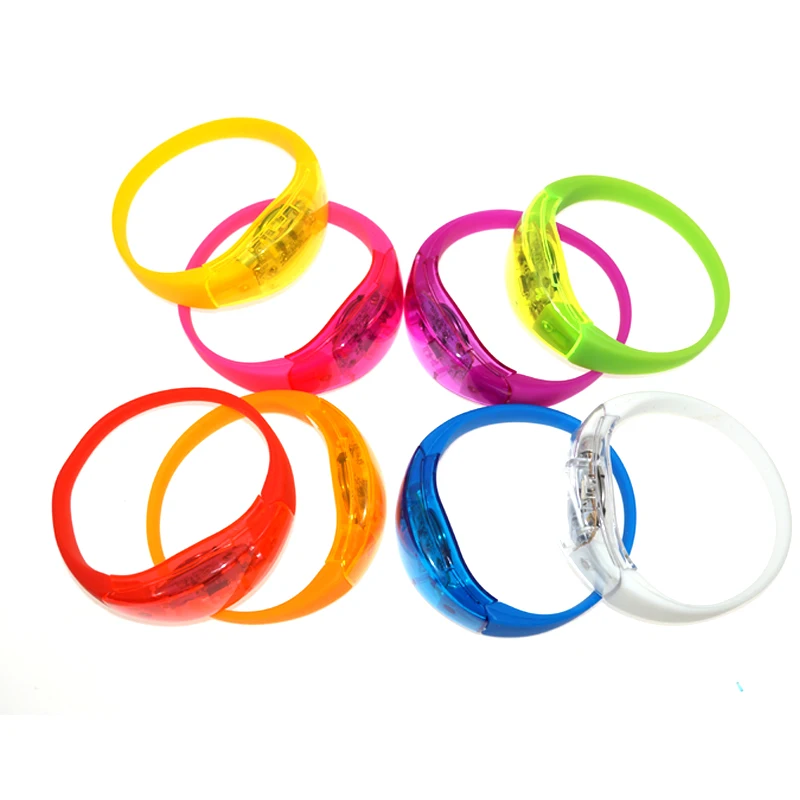 Fluorescent Bracelets Sound Control Led Flashing Silicone Bracelet Vibration Bangle 20PCS Christmas DJ wedding Party Decoration glow in the dark bracelet