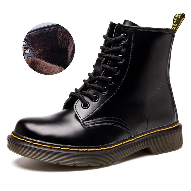 Online Botas clásicas de cuero genuino para Mujer Botas de otoño invierno Botas de cuero Punk tobillo Botas de Mujer de piel de invierno chaissures Femme