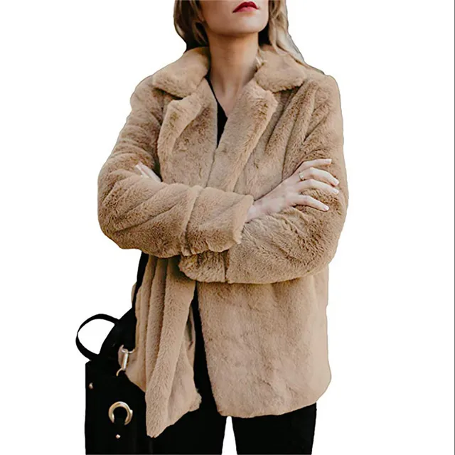 Fashion Winter Faux Fur Coat Teddy Bear Brown Fleece Jackets Women ...
