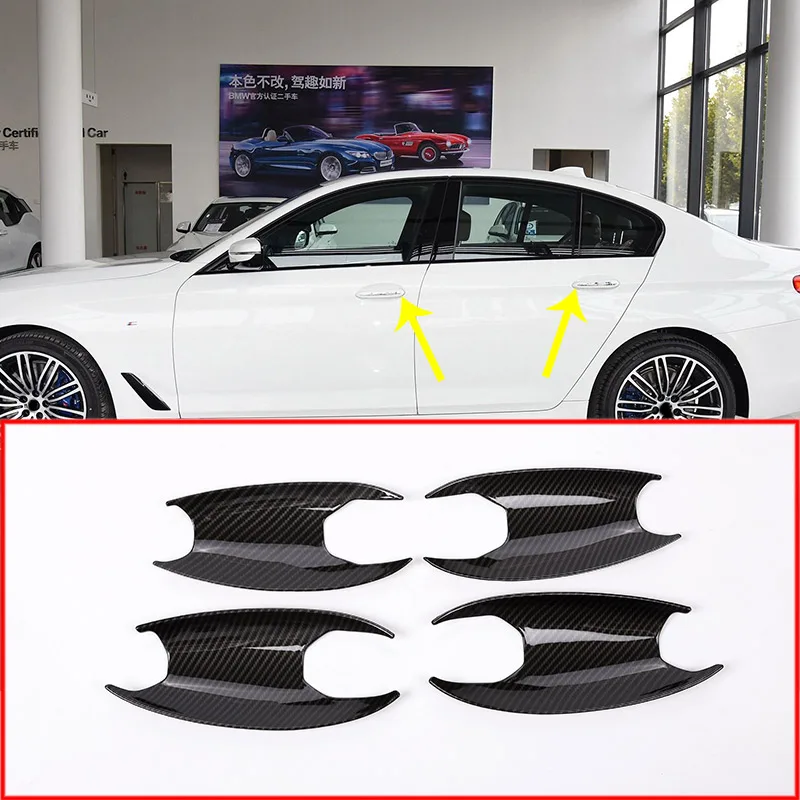 

Carbon fiber For BMW New 5 Series G30 2017 2018 Car ABS Plastic Chrome Exterior Door Bowl Cover Trim 4pcs