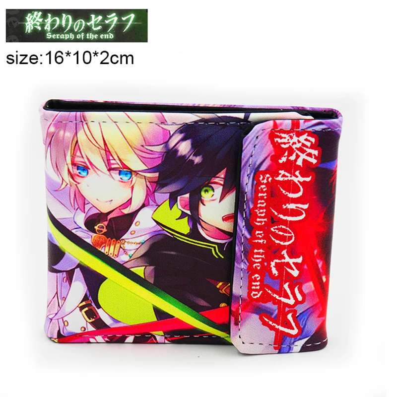 

Japanese Anime Seraph Of The End Yuichiro Hyakuya Mikaela Hyakuya Hiiragi Shinoa PU Short Purse Wallet Colorful Printing