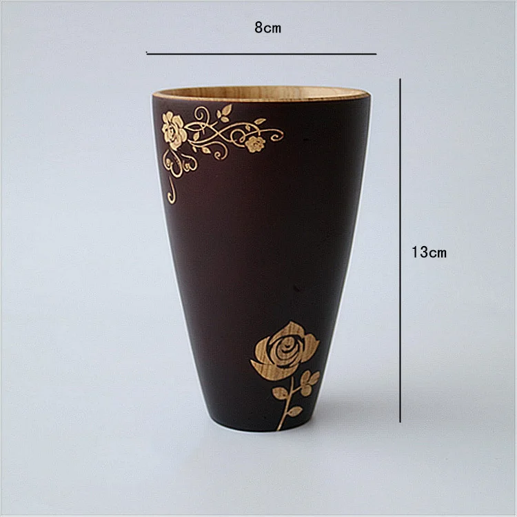 Деревянная чашка ручной работы Кофе Чай пиво сок молочный напиток cupwood Кофе чашки Чай Drinkware тяга цветок - Цвет: 3