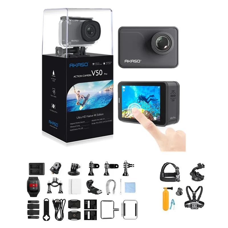 Экшн камера AKASO V50 pro 4K 20 МП Wi Fi Ultra HD с EIS 30 м водонепроницаемая подводная спортивная