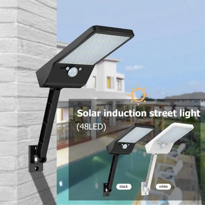 48 светодиодный уличный светильник на солнечной батарее с датчиком движения, лампы для сада, гаража, безопасности, уличный водонепроницаемый настенный светильник с пультом дистанционного управления