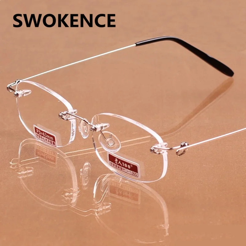 

SWOKENCE Exquisite Rimless Reading Glasses Women Brand Designer Minimalist Elegant Presbyopic Eyewear Female HD Resin Lens G448