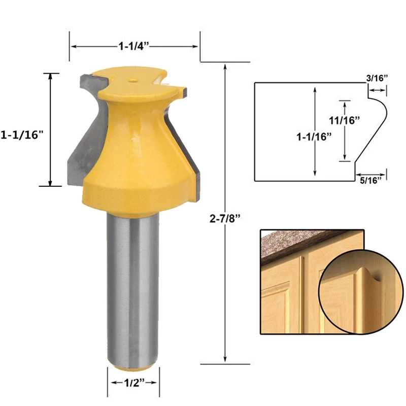 Wolike 1Pcs Door Window Casing Router Bit 1 1/16" Finger Grip Double
