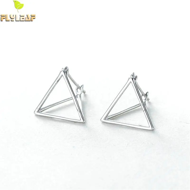 

Flyleaf 100% 925 Sterling Silver Triangle Face Three-dimensional Stud Earrings For Women Fashion Party Jewelry