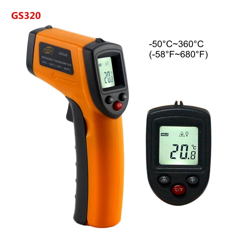 Цифровой термометр GS320 GM320 GM900 красной лазерной инфракрасный термометр Бесконтактный ИК пирометр ЖК-дисплей Температура метр дулом пистолета - Цвет: GS320