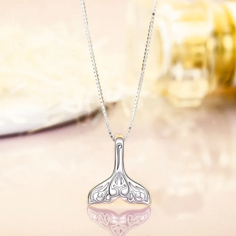 

New S925 silver clavicle chain former Korean dramas in same necklace mermaid fish tail necklace dolphin jewelry