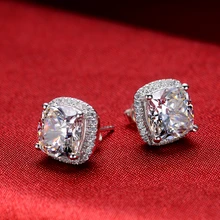 Хорошее качество AU585 свадебный аксессуар 1Ct/шт. Подушка Женские однотонные серьги-гвоздики 14 K белое золото свадебные украшения