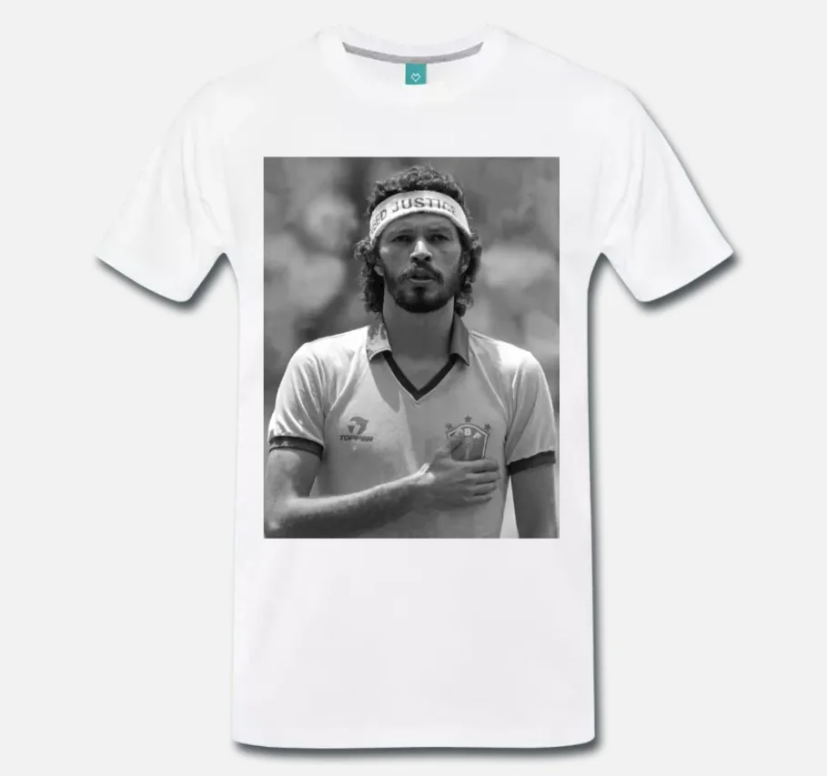 

T-SHIRT SOCRATES CALCIO BRASILE FIORENTINA ANNI 80 MITO 3 S-M-L-XL-2XL-3XL