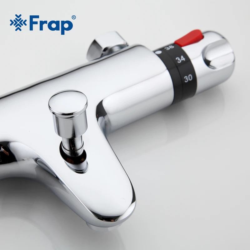 Online Frap 1 Set Thermostat Wasserhahn Dusche Bad Wasserhahn Kalt und Warmwasser Mischer Kurze Nase Doppel Griff F3051
