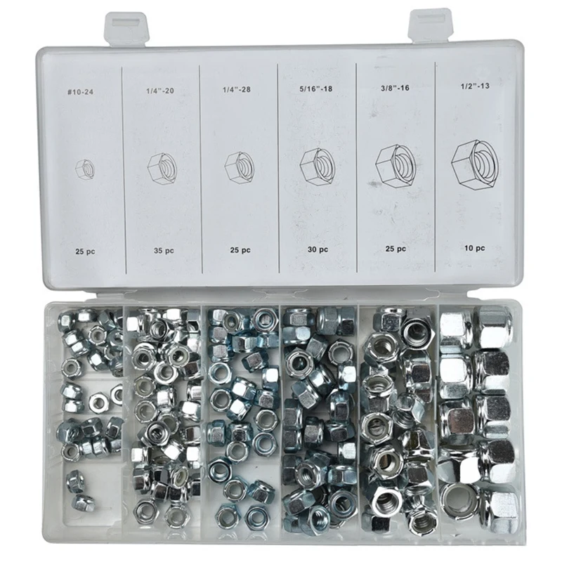 

Nut Set Six Corner Nylon Lock Nut/Nut Stainless Steel Self Locking Hexagon Hex Nuts Hardware Accessories 820g silver metal 210*1