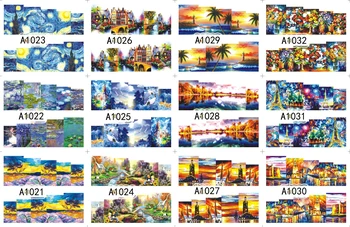

12 Sheets/Lot Nail A1021-1032 Landscape Oil Oainting Full Cover Nail Art Water Wraps Sticker Decal For Nail (12 DESIGNS IN 1)