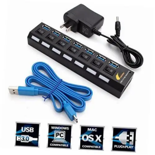 

7 PORT HUB USB 3.0 HUB USB Power Cable Adapter USB Hub With Power on/off Switch For iPad for Iphone for Macbook USB HUB 3.0
