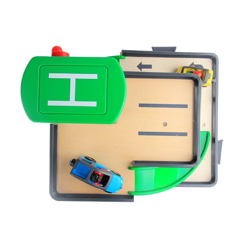City Sery Wooden Model car kids car toy Garage toy Wooden Track Parking Compatible with gifts and Brio Wooden Train Track