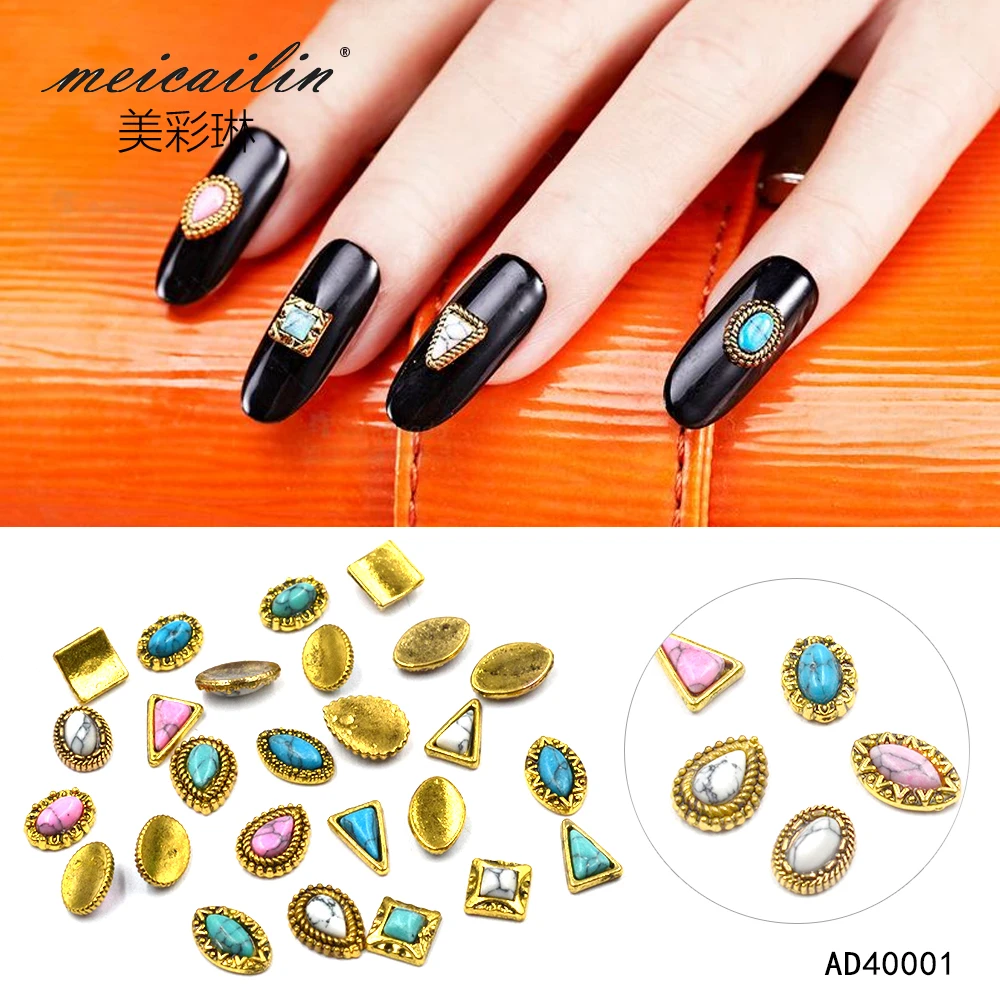 10 шт/партия Золотой металлический сплав японский 3d-украшения для ногтей ювелирные изделия с блестками Стразы для принадлежности для ногтей шпильки Стразы для ногтей