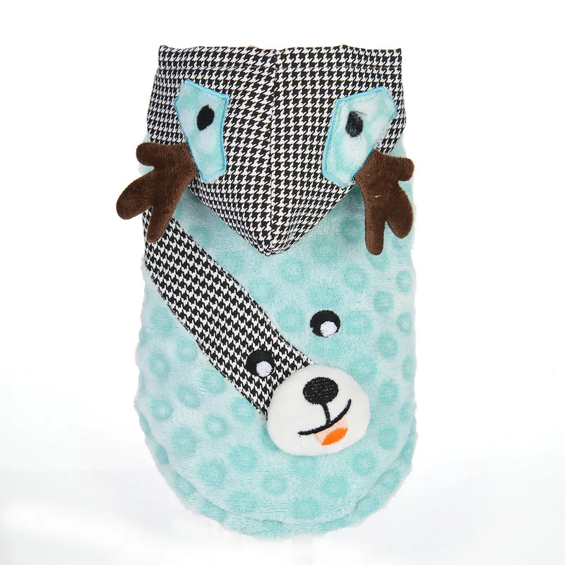 

Plaid stitching pet clothes autumn and winter Christmas elk dress coat