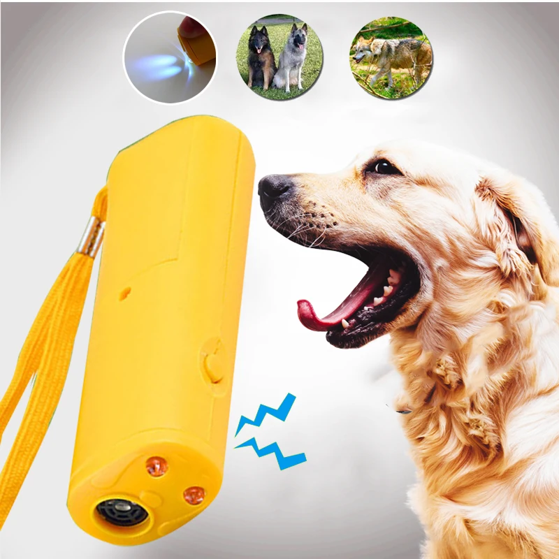 

Ultrasonic Dog Repeller Dog Training Device Useful Plastic 130*26*40mm Anti Barking Anti Attack Pet Trainer 3 in 1