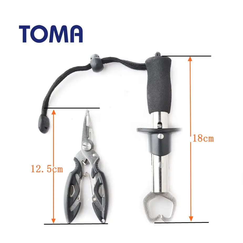 TOMA рыболовные инструменты из нержавеющей стали, набор инструментов для рыбалки, контроль со шкалой+ многофункциональные рыболовные плоскогубцы, Рыболовный инструмент