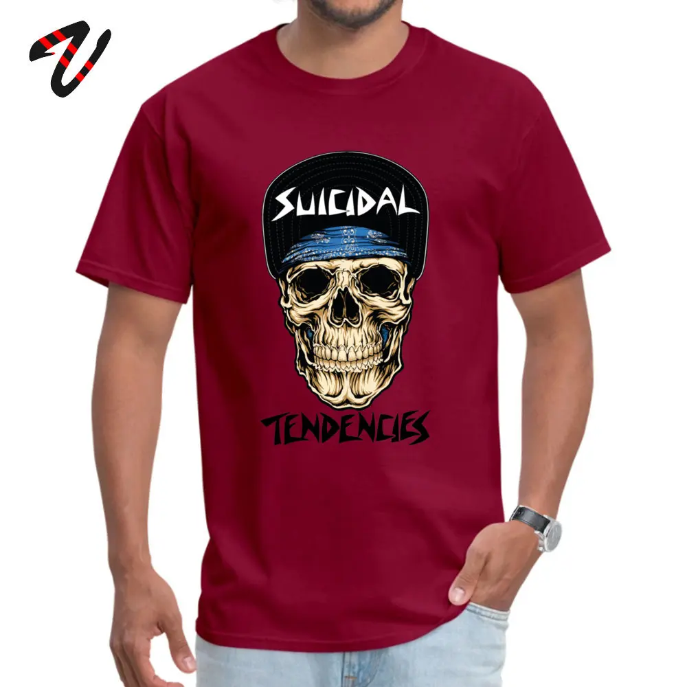 suicidal tendencies skull T-Shirt Normal Short Sleeve Coupons O-Neck Cotton Fabric Tops Shirts Tops & Tees for Men Labor Day suicidal tendencies skull 18456 maroon