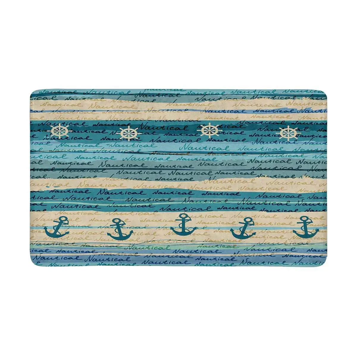

Pattern in Nautical Style Doormat Anti-Slip Entrance Mat Floor Rug Indoor/Front Door Mats Home Decor, Rubber Backing Large