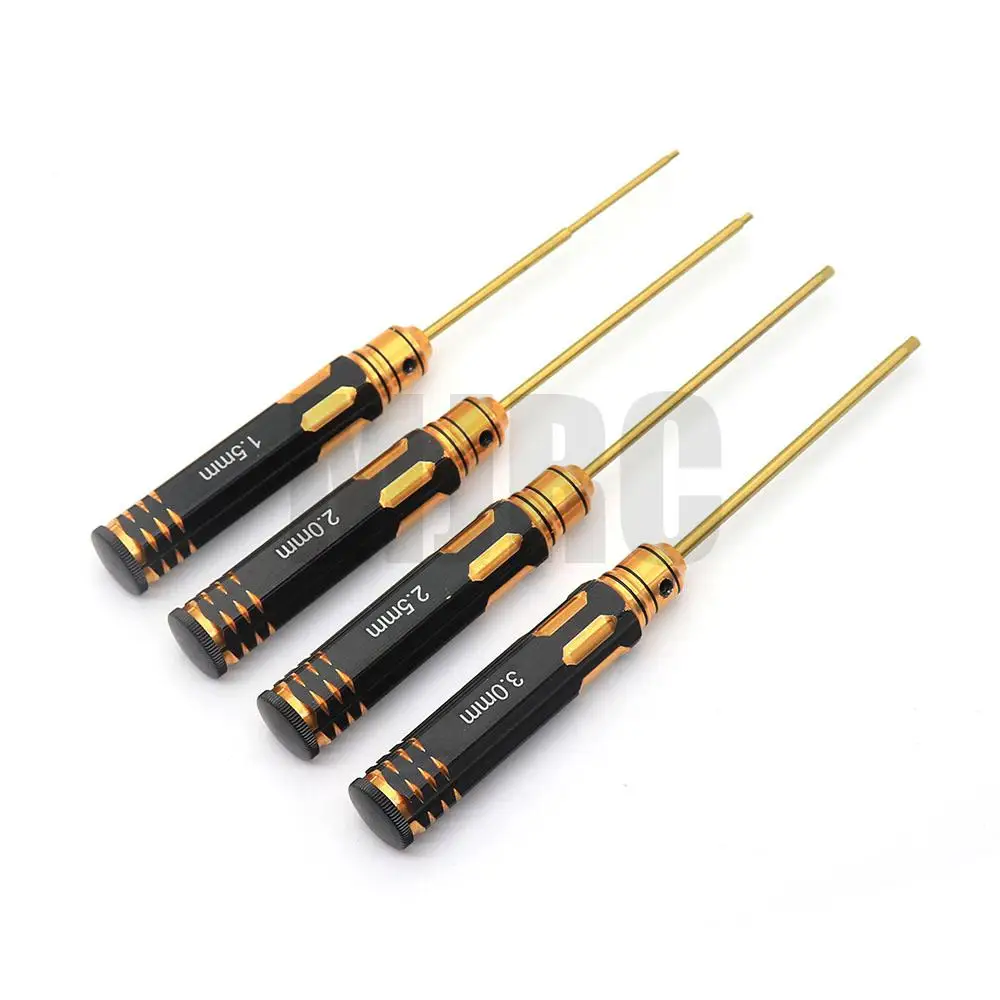 Ajrc 4 개/대 티타늄 도금 1.5/2/2.5/3mm 육각 드라이버 스크류 드라이버 도구 키트 Rc 모델 자동차 보트 비행기