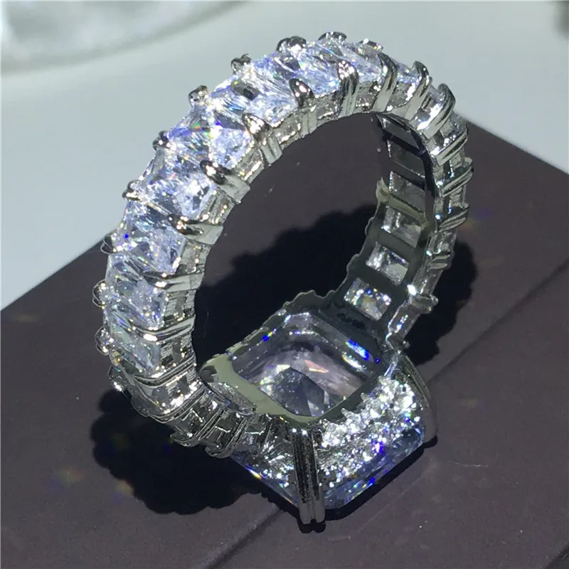 Роскошные ювелирные изделия Серебряное кольцо Принцесса cut 5ct AAAAA Циркон Cz