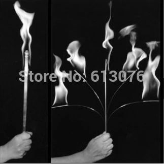 Multi Torch To Cane, 5 Fired Torch to Silver Cane Magic Tricks Magician Stage Illusions Gimmick Props Accessories Comedy