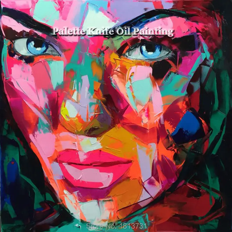 

Hand painted Francoise Nielly Palette knife portrait Face Oil painting Character figure canva wall Art picture16-40