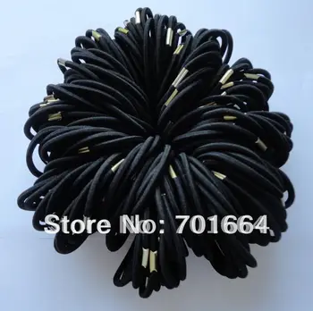 

50PCS 4mm black elastic pony tail holders Hair bands with golden metal button connection Elastic hair ties