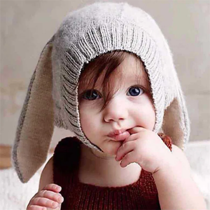 

Lovely Baby Kids Winter Hats Knitted Children's Bunny Beanies Caps Warm Toddler Hat Balaclava Baby Accessories gorro infantil