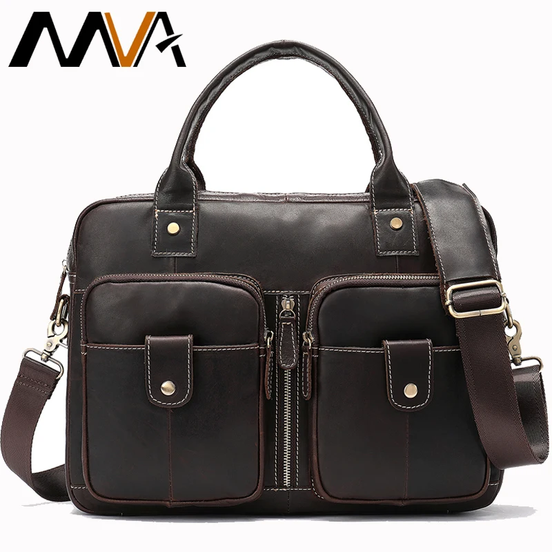 

MVA Male Messenger Bag Work Men Genuine Leather Briefcase Lawyer man Business travel Bag for Document Satchel Office Laptop 8539