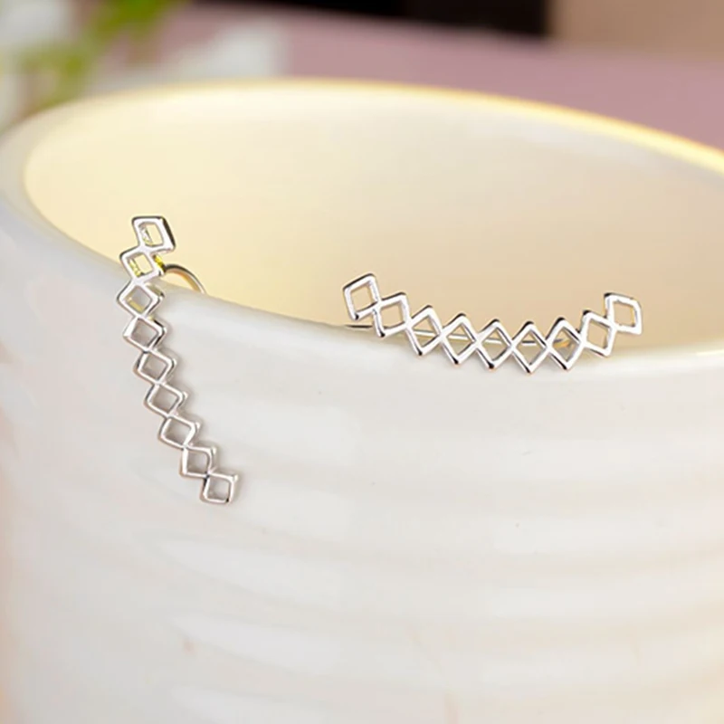 

Korean Fashion Geometric Earrings for women Ear Climbers Punk Ear Jacket Crawler stud Earrings Brincos 2018 Jewelry